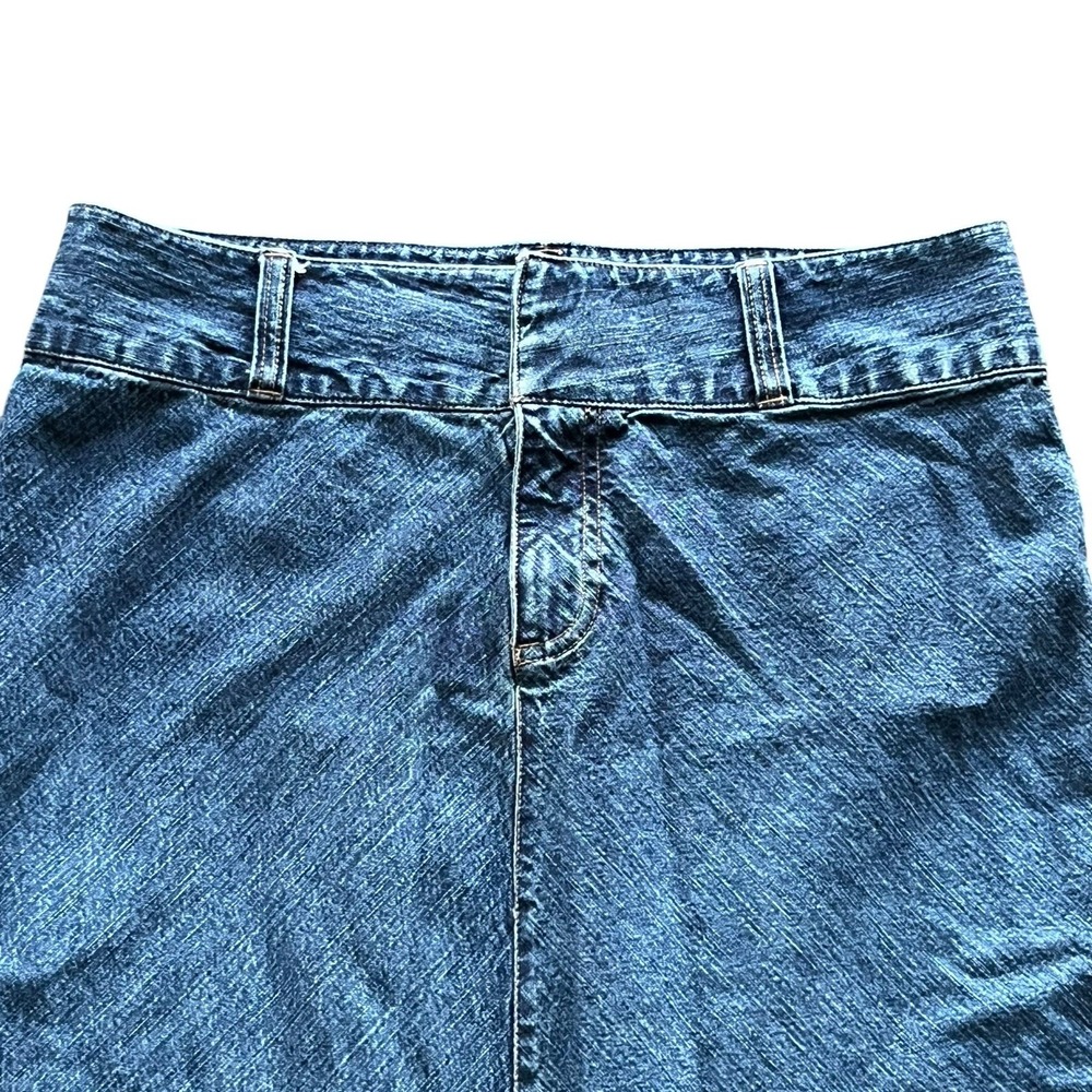 Vtg Y2K Old Navy Denim Maxi Skirt 10 32" Blue‎ Jean Cotton Back Slit No Pockets - Picture 3 of 9